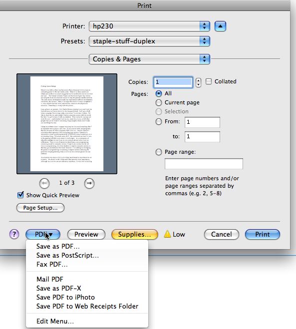 *create pdf from mac*