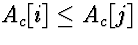 $A_c[i]\le A_c[j]$