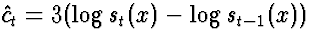 $\hat{c}_t = 3(\log s_{t}(x)- \log
s_{t-1}(x))$